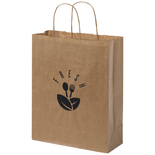 Sac papier Kraft publicitaire 25x32x11cm - MOYEN Marron kraft